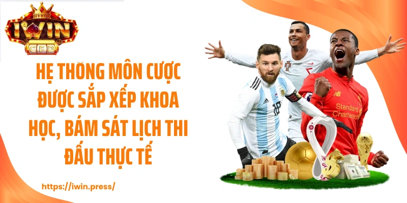 Hệ thống môn cược được sắp xếp khoa học, bám sát lịch thi đấu thực tế.